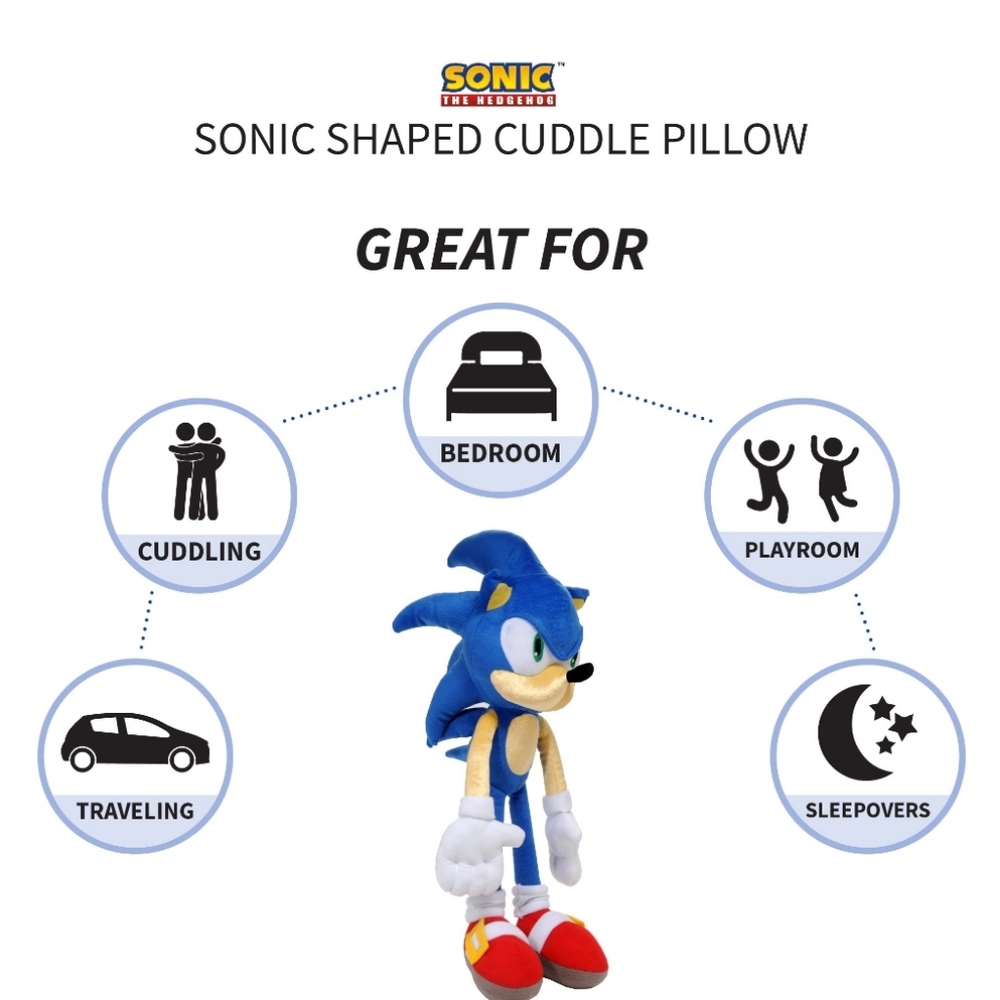 Sonic The Hedgehog 22" Plush Cuddles Pillow Buddy - Picture 4 of 7